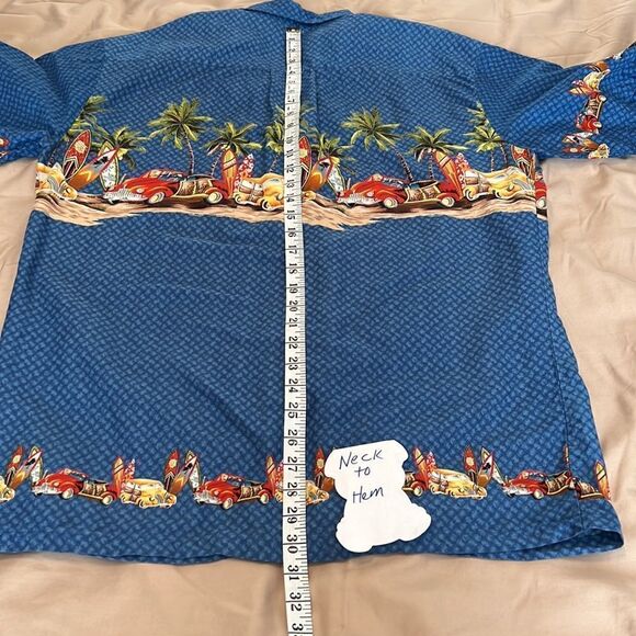 Old cars surfboards & palm trees what a groovy shirt size XXL seems smaller GUC - Picture 9 of 10